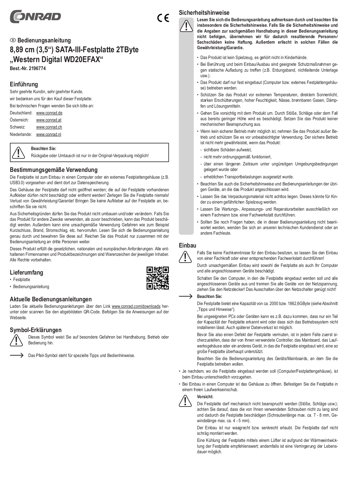 Western Digital WD20EFAX Operation Manual