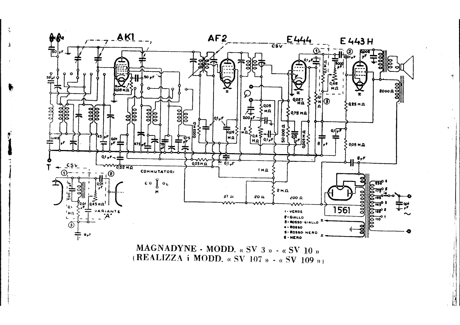 Magnadyne sv3, sv10, sv107, sv109 schematic