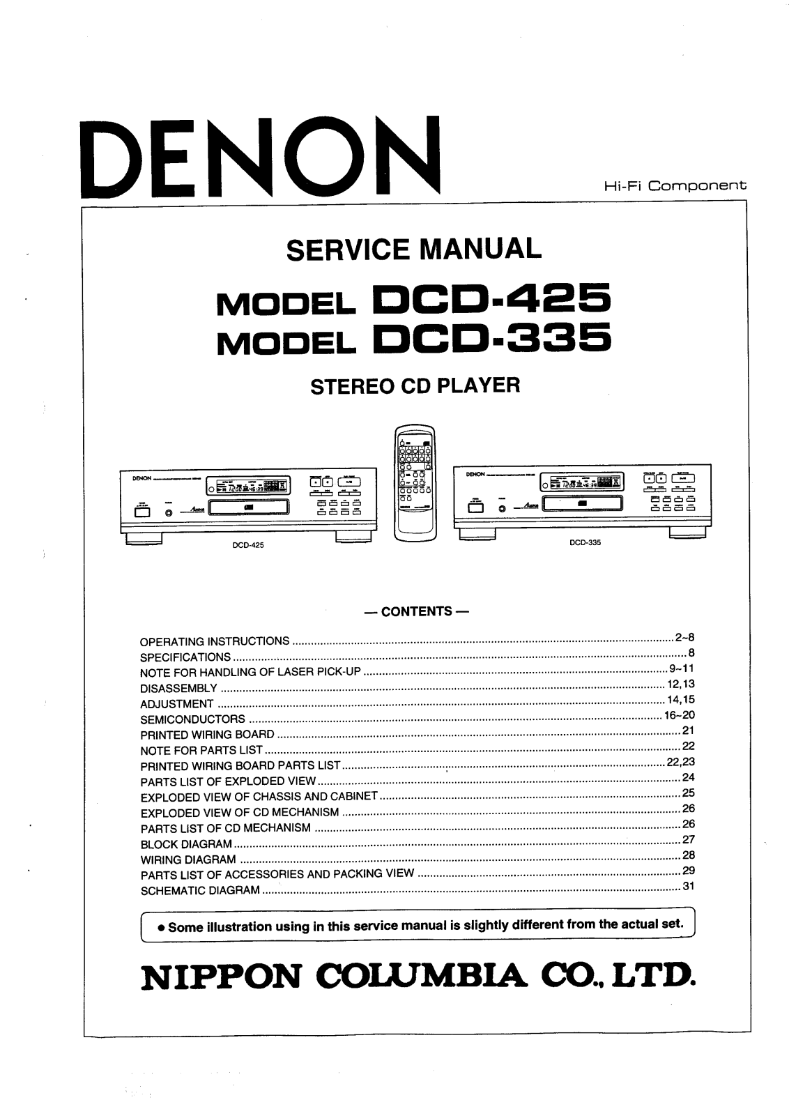 Denon DCD425, DCD-325 Service Manual