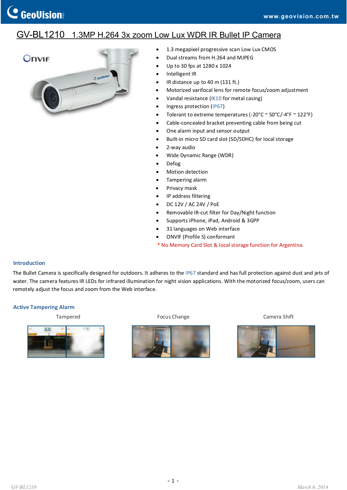 GeoVision BL1210 User Manual