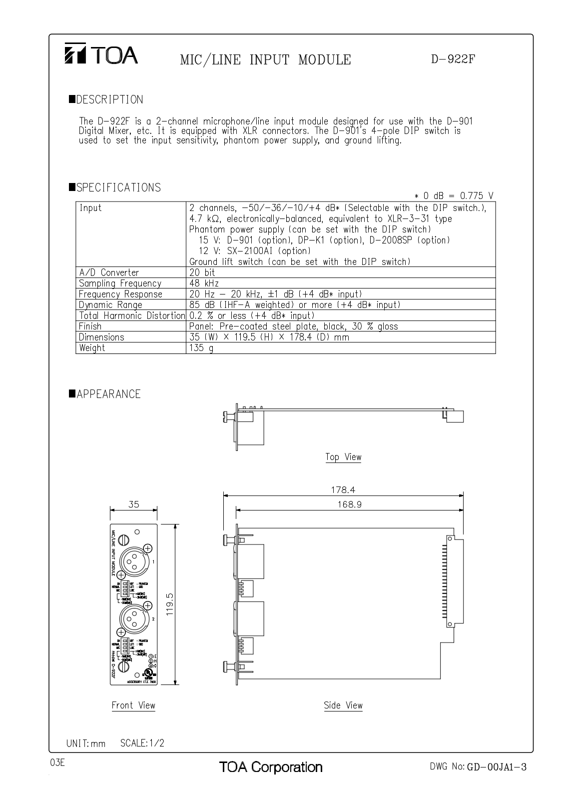 TOA D-922F User Manual