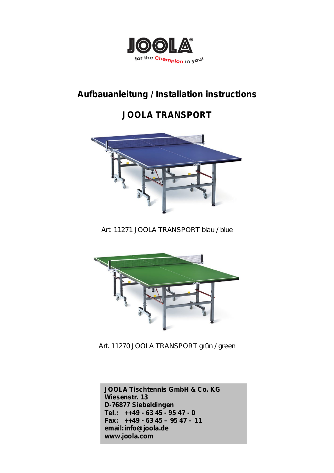 Joola Transport User Guide