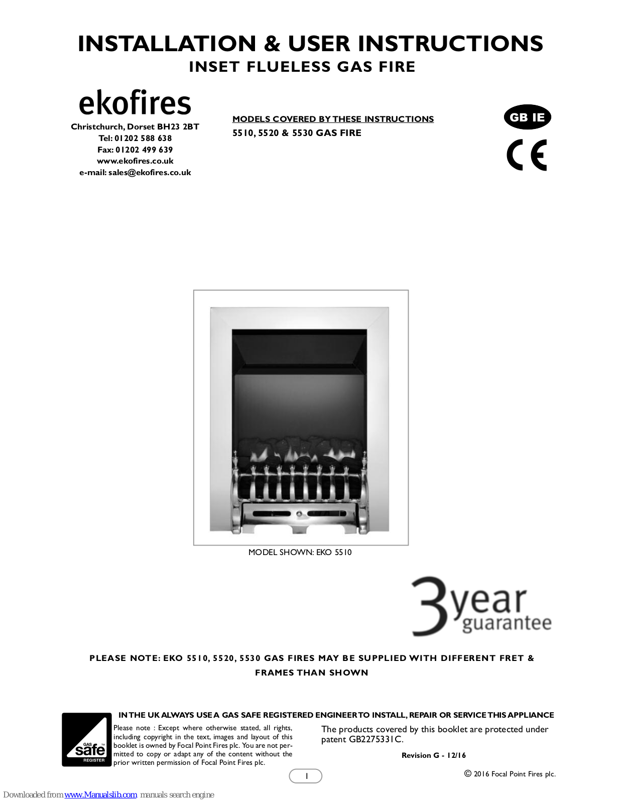 Ekofires 5510, 5520, 5530 Installation & User's Instructions