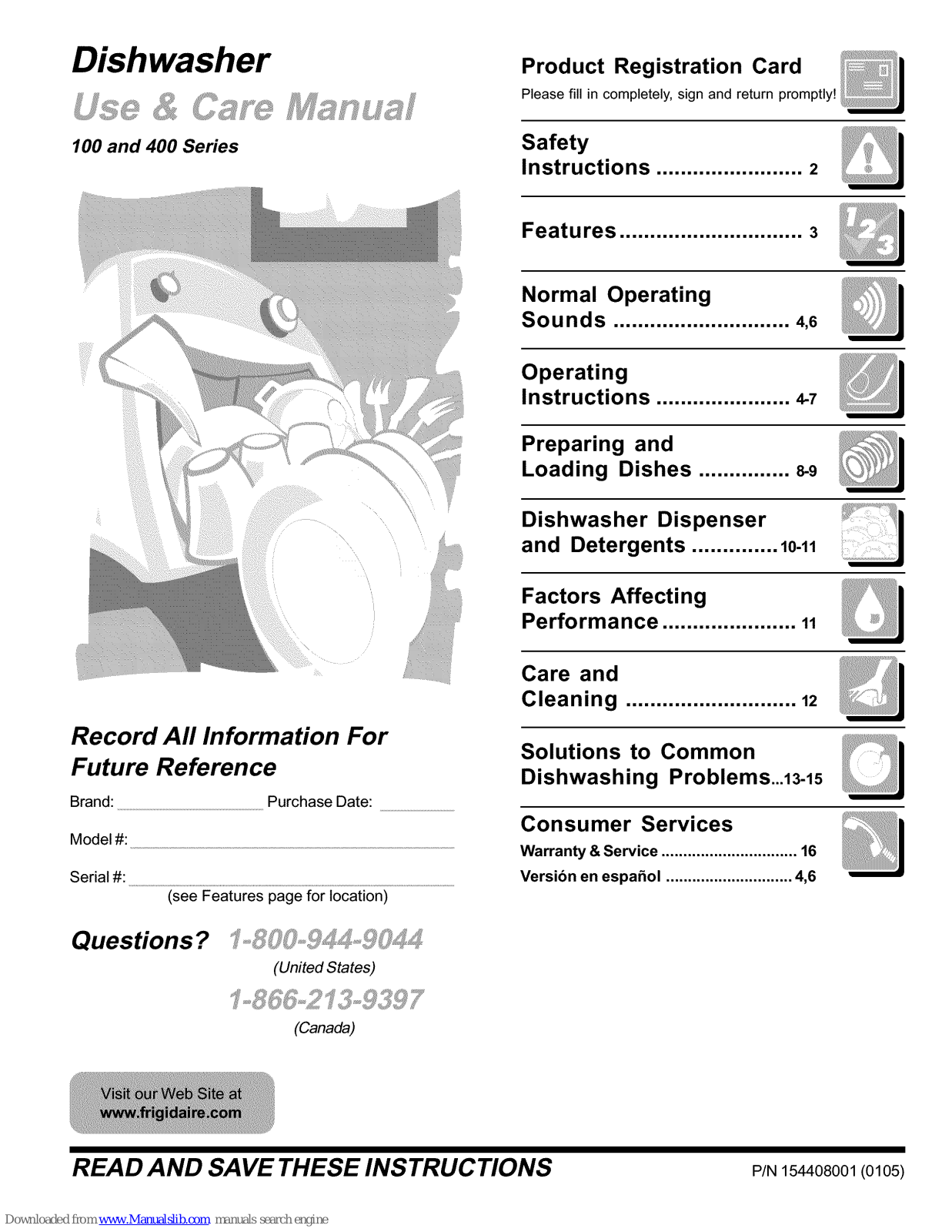 Frigidaire MDB421RHS3, MDB122LBS0, MDB124BAB1, MDB124BAS1, 100 Series Use & Care Manual - ManualMachine.com