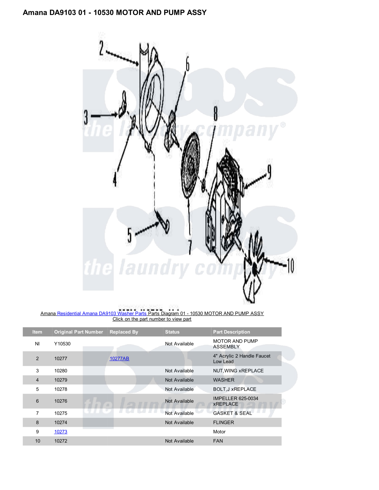 Amana DA9103 Parts Diagram