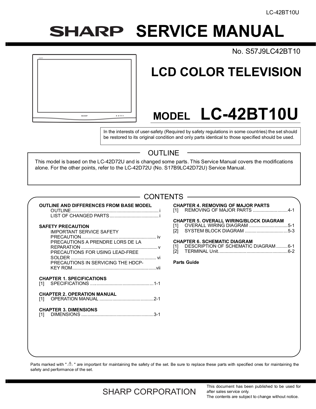 SHARP LC42BT10U Service Manual