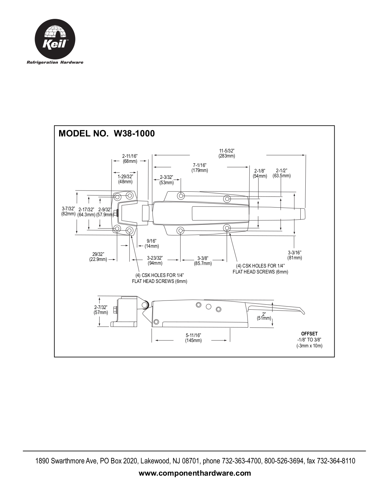 Component Hardware W38-1000 User Manual