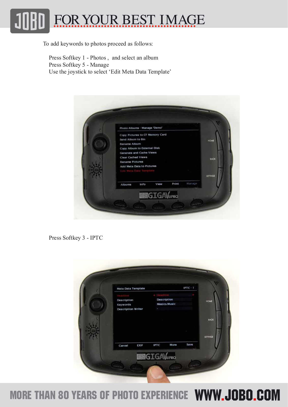 JOBO XMP User Manual