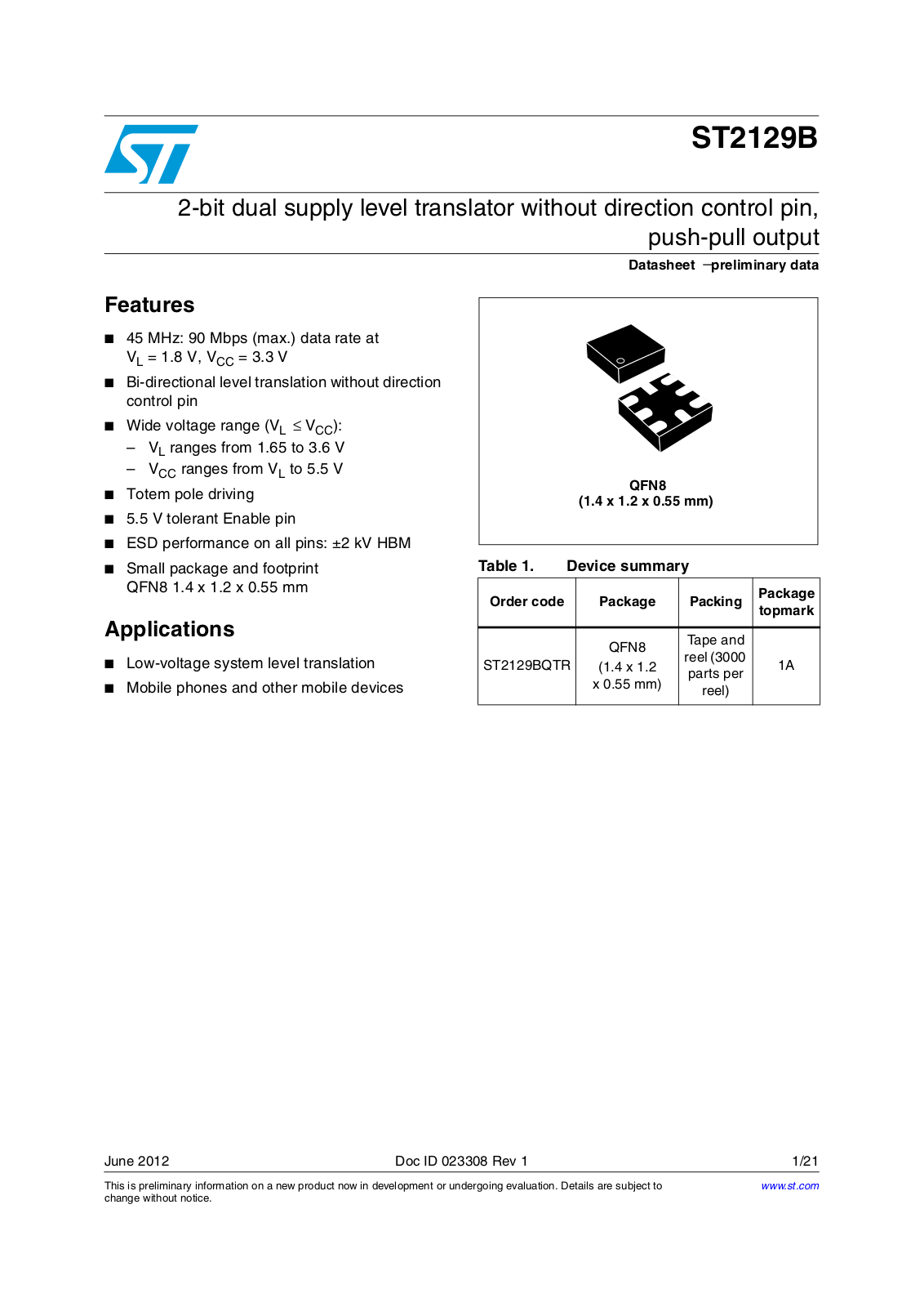 ST ST2129B User Manual