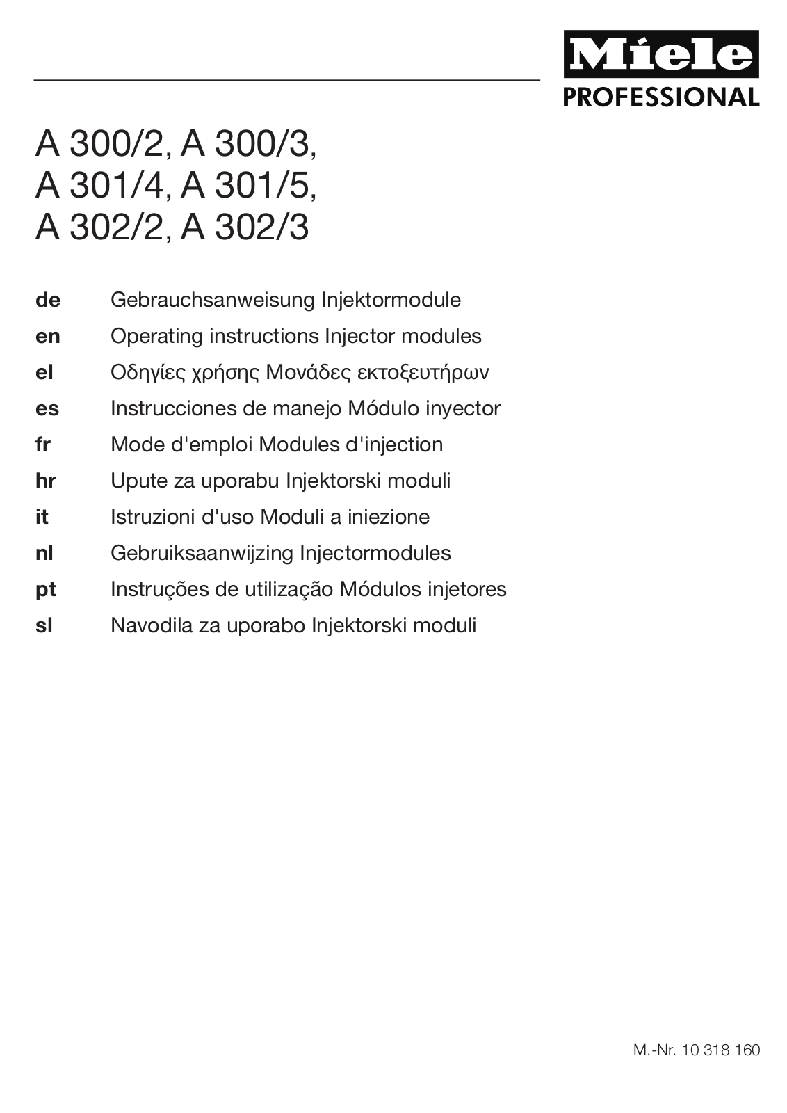 Miele A 300/2, A 300/3, A 301/4, A 301/5, A 302/2 User manual