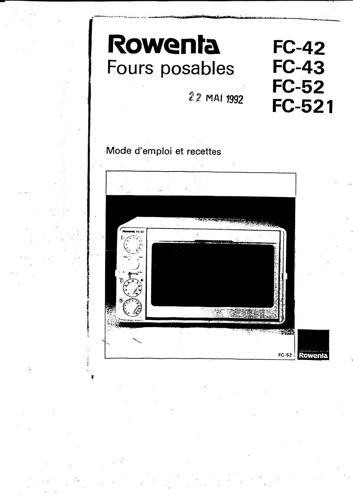 ROWENTA FC 42, FC 43, FC 52, FC 521 User Manual