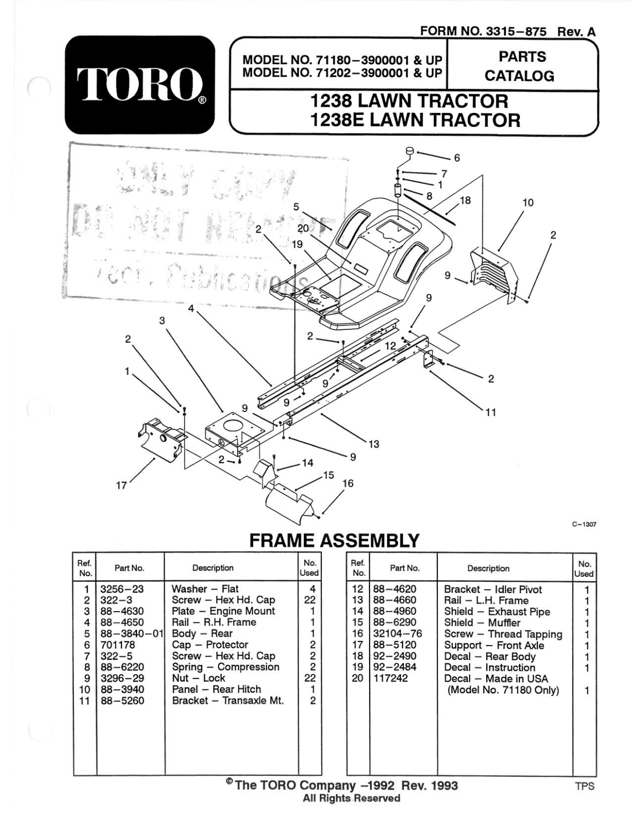 Toro 71180, 71202 Parts Catalogue