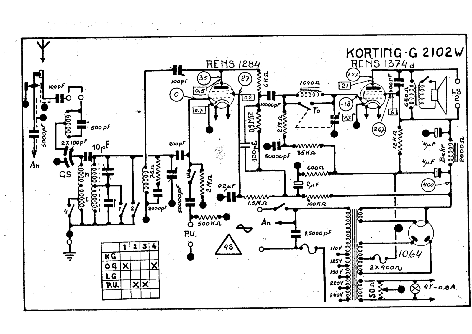 Körting G-2102-W Schematic