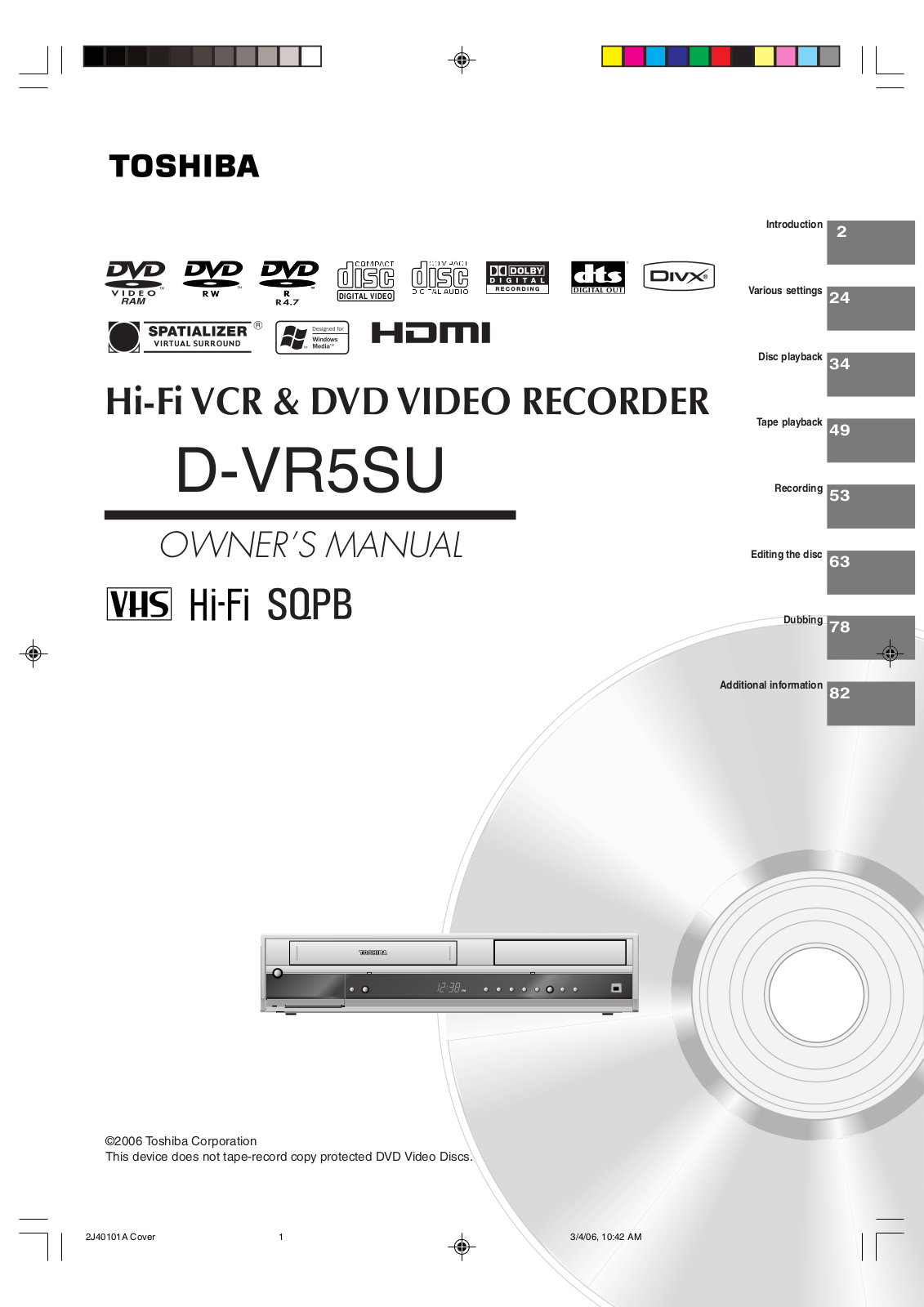 Toshiba D-VR5SU User Manual