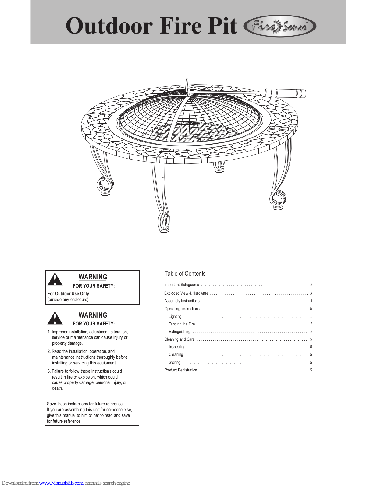 Fire Sense Outdoor Fire Pit, Steel Pagoda Patio Fireplace User Instructions