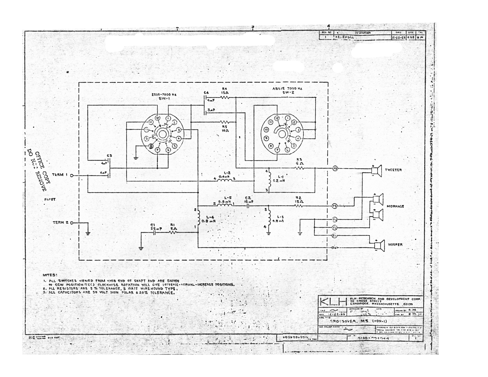 KLH 5 Schematic