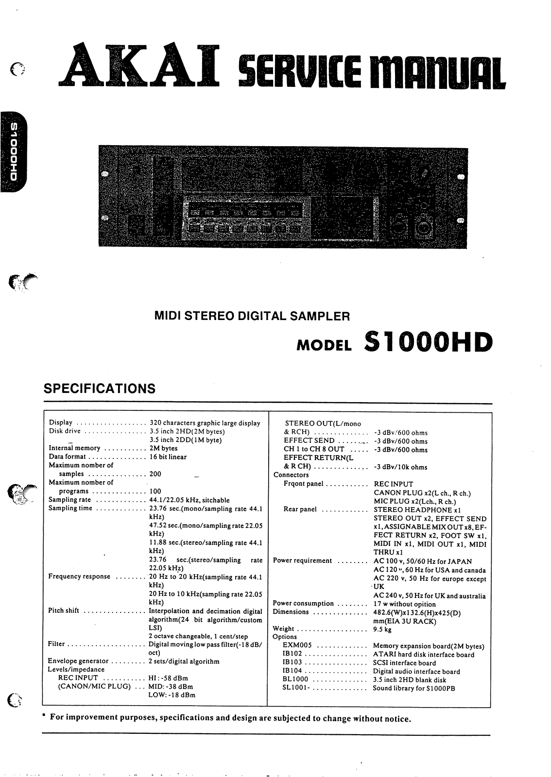 Akai S-1000-HD Service Manual