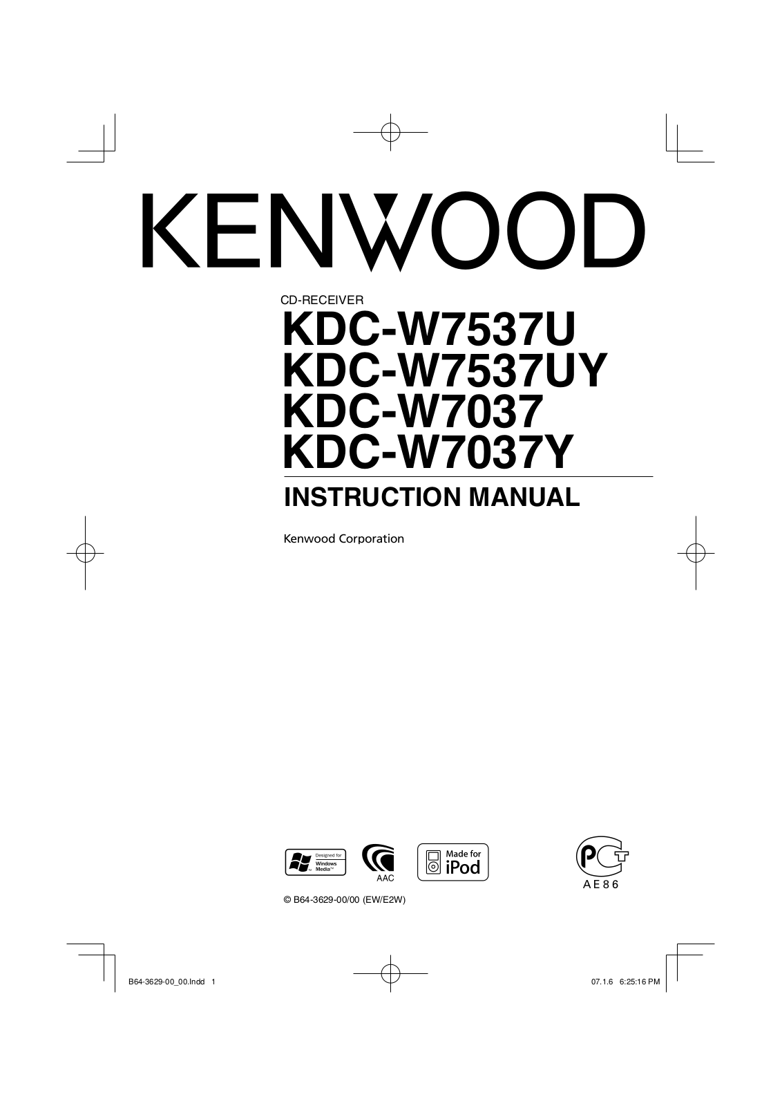 Kenwood KDC-W7537U, KDC-W7037, KDC-W7037Y, KDC-W7537UY User Manual