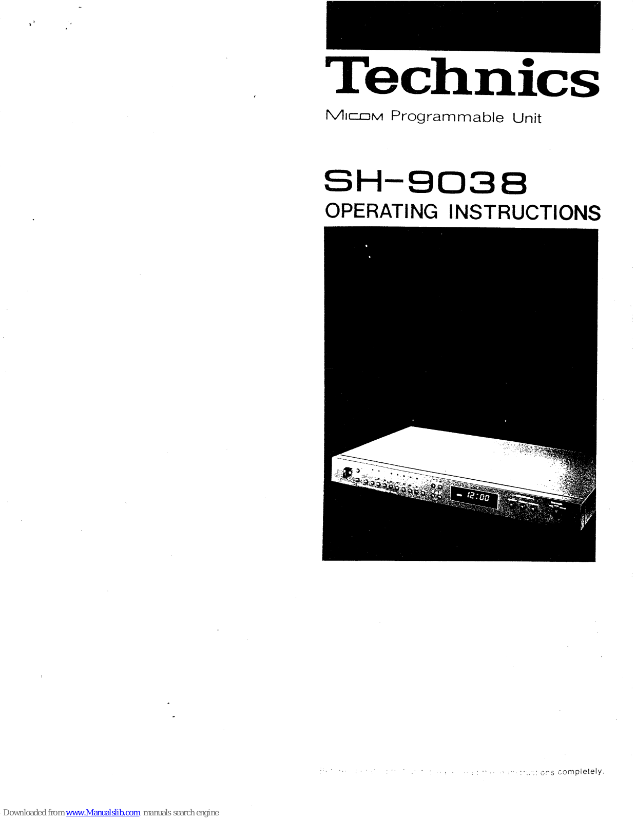 Technics SH-9038 Operating Instructions Manual - ManualMachine.com