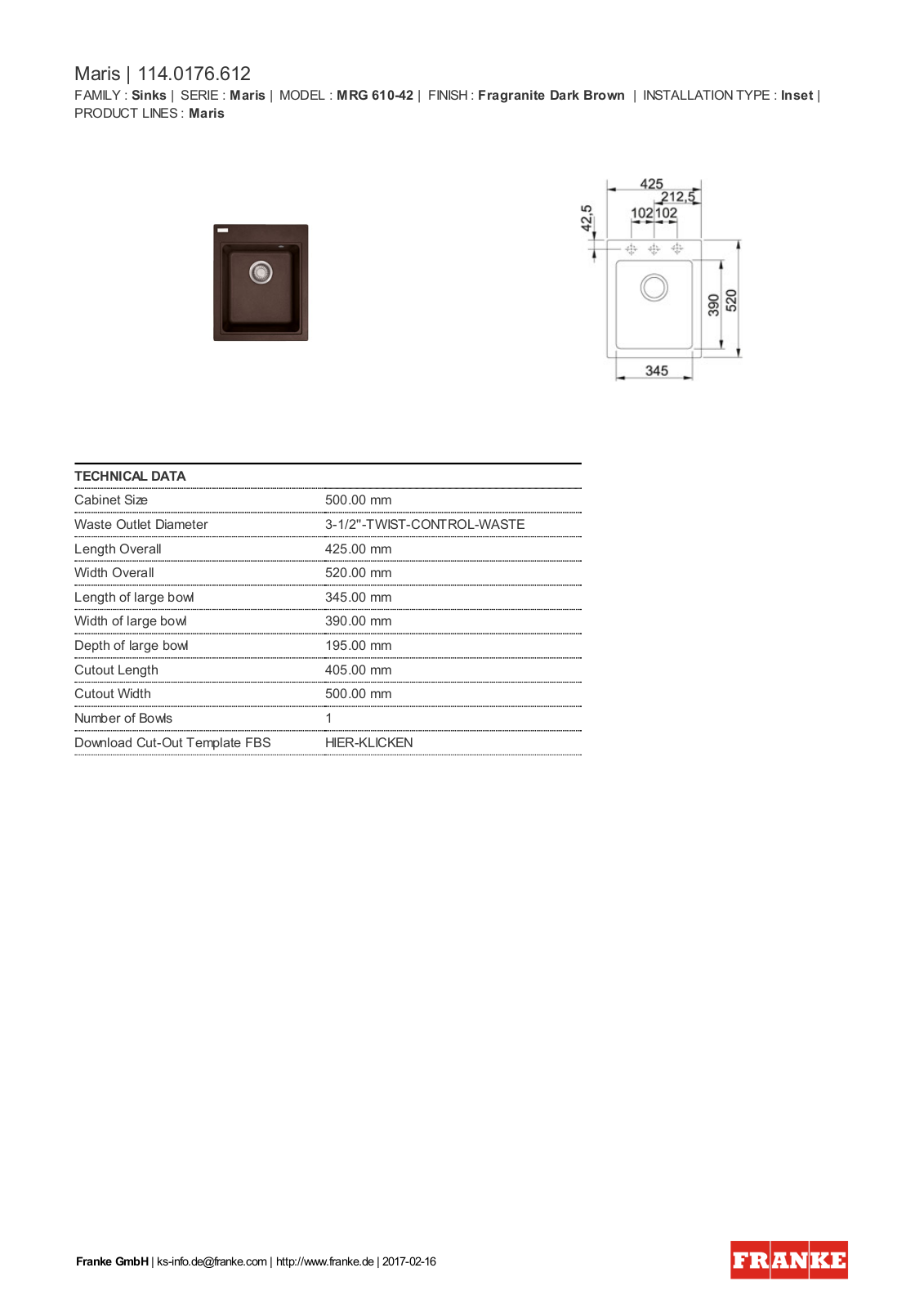 Franke 114.0176.612 Service Manual