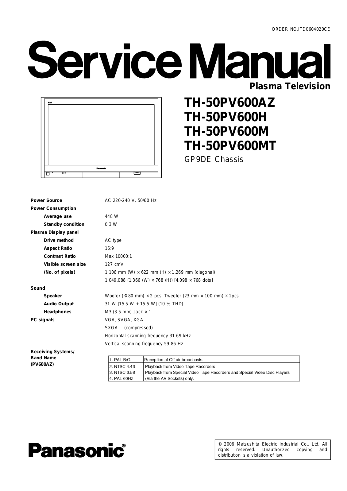 Panasonic TH-50PV600xx-GP9DE Schematic