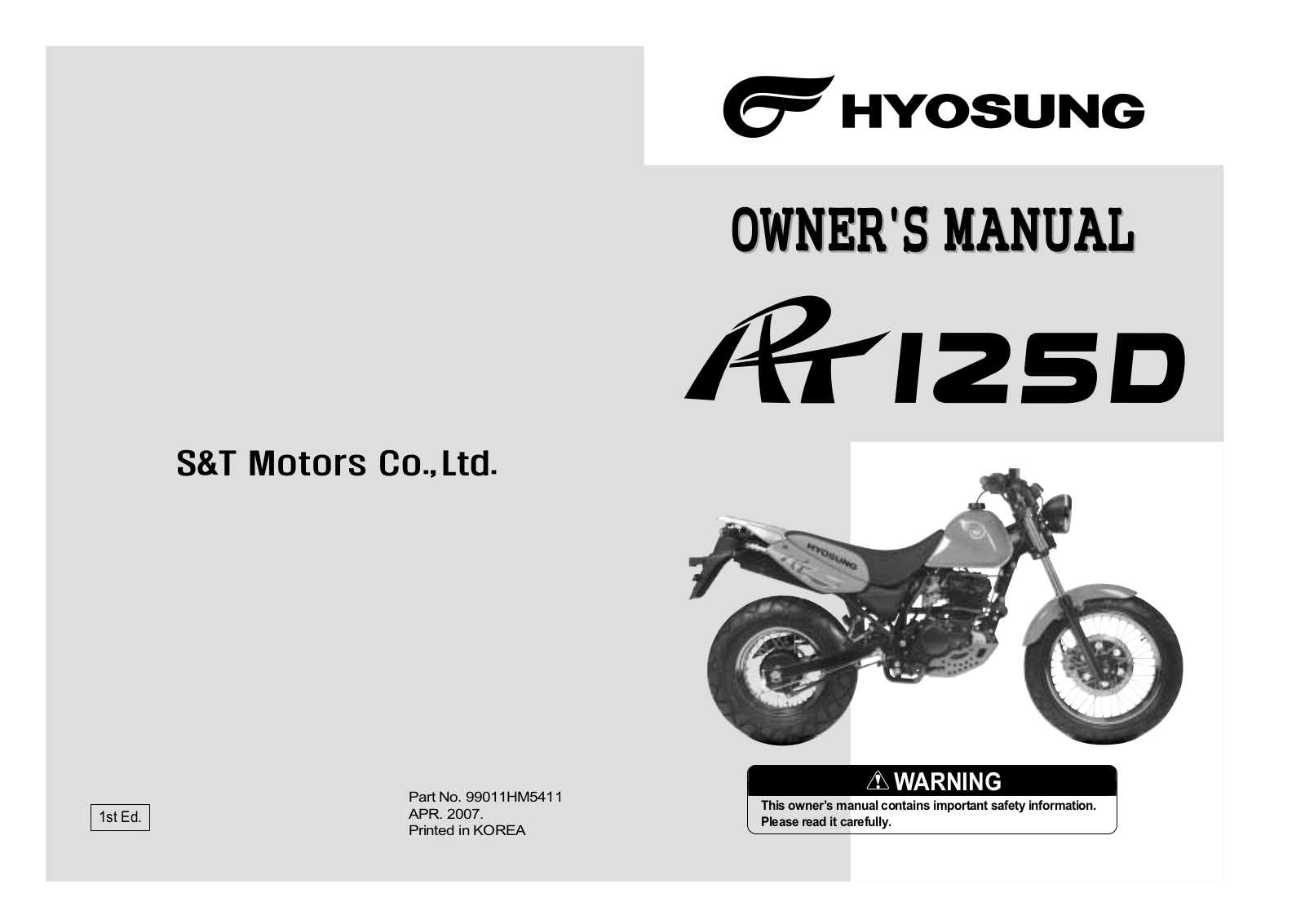 Hyosung RT 125D 2007 Owner's manual