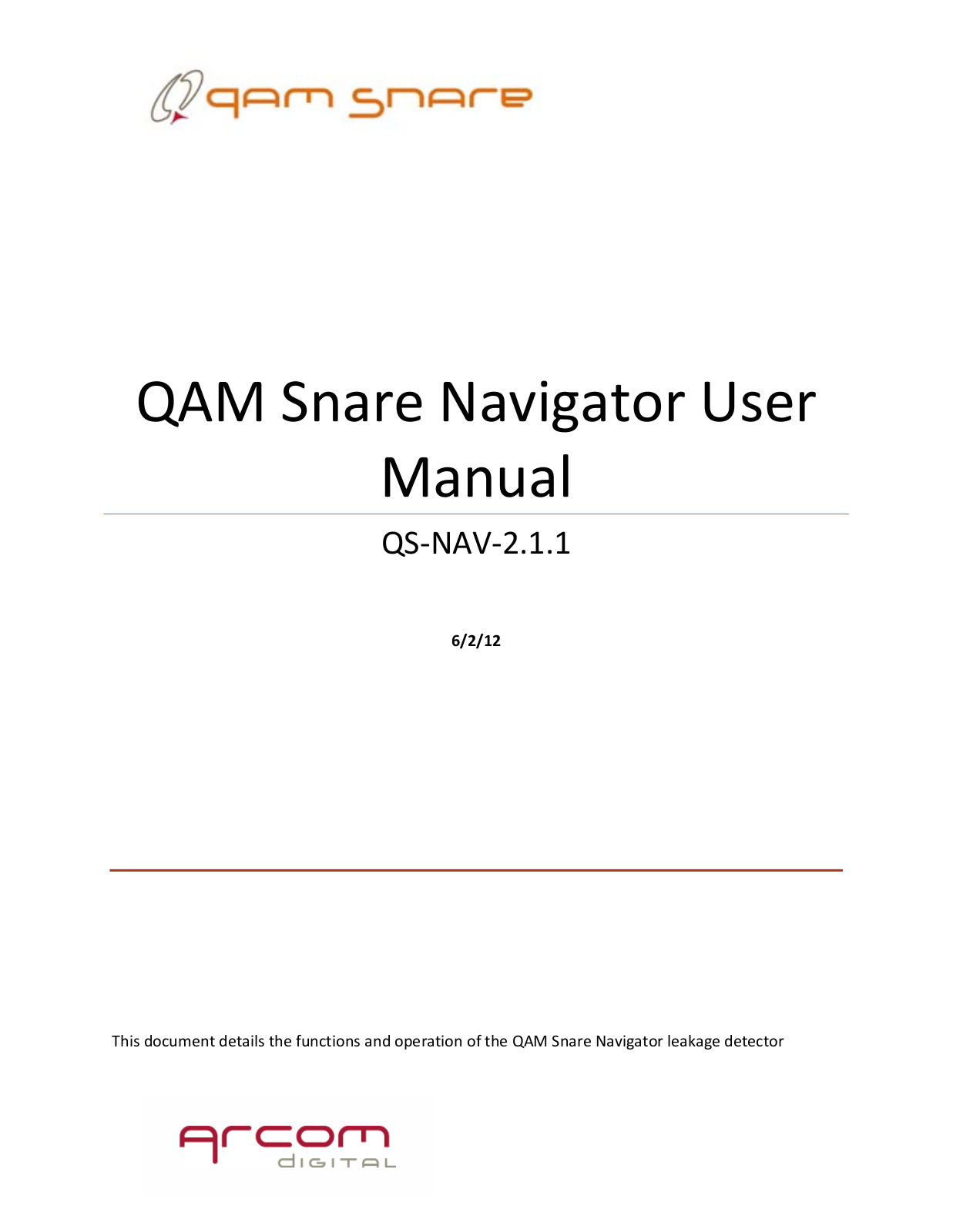 Arcom Digital 209101QSNAV Users manual