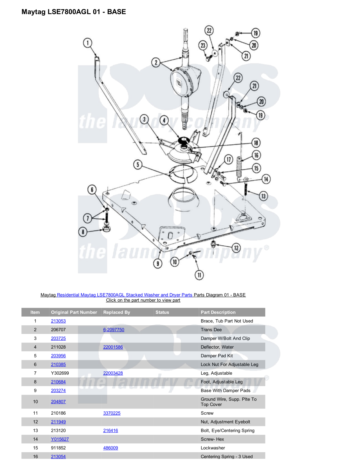 Maytag LSE7800AGL Stacked and Parts Diagram