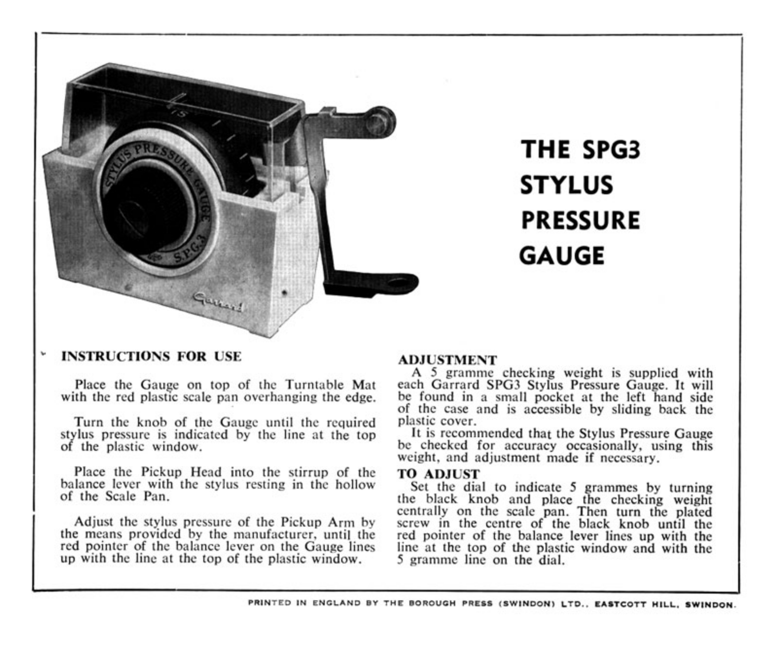 Garrard SPG-3 Brochure