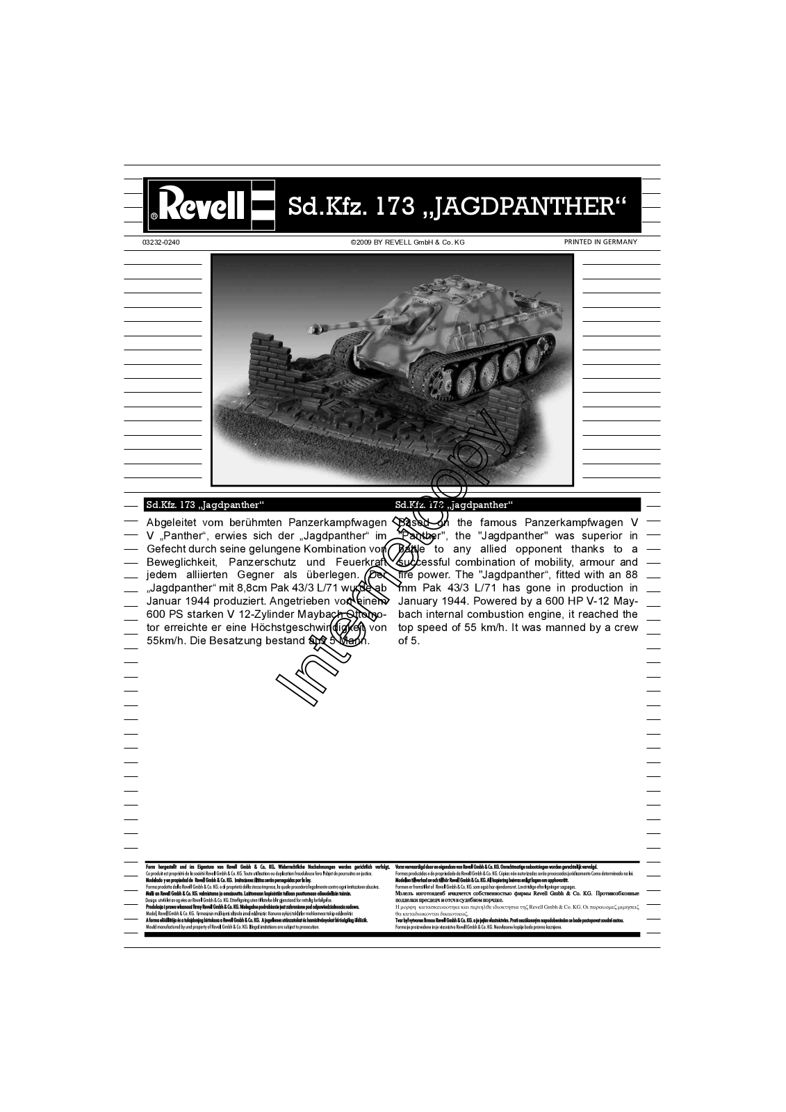 REVELL Jagdpanther User Manual