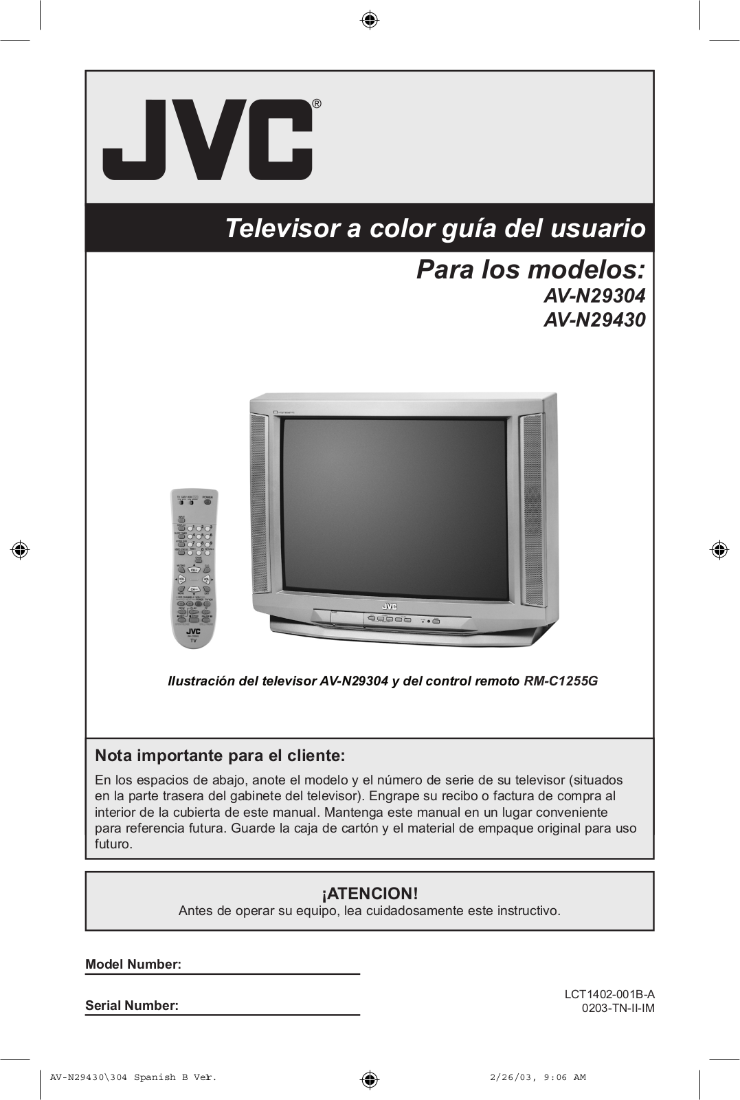 JVC AV-N29304/RA, AV-N29304/SA, AV-N29430/RA, AV-N29430/SA User Manual