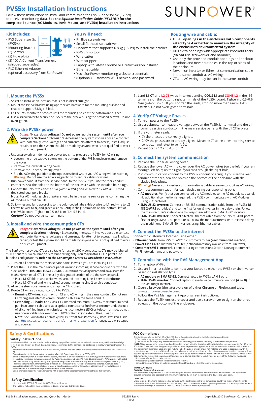 SunPower 522350L User Manual