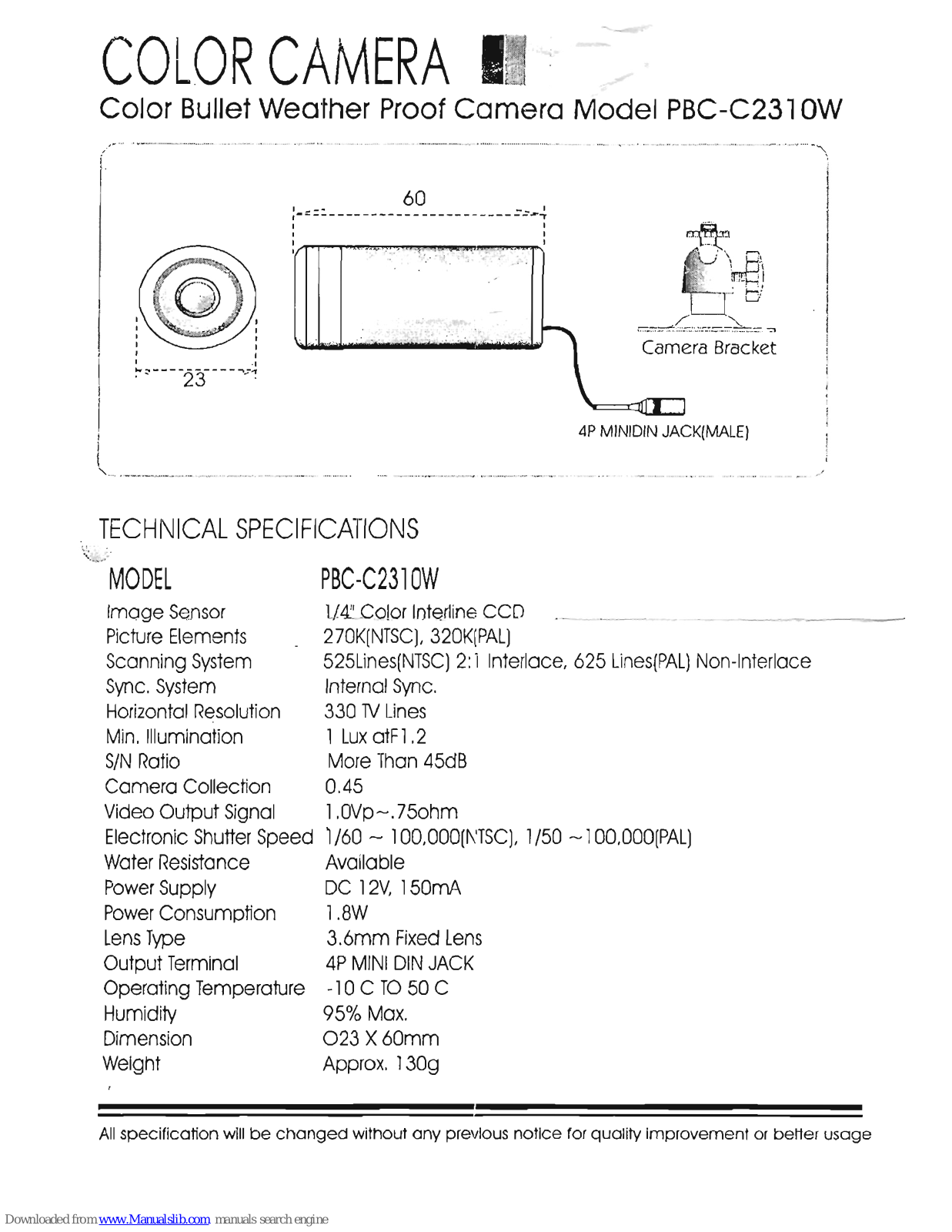 Farenheit PBC-C2310W User Manual