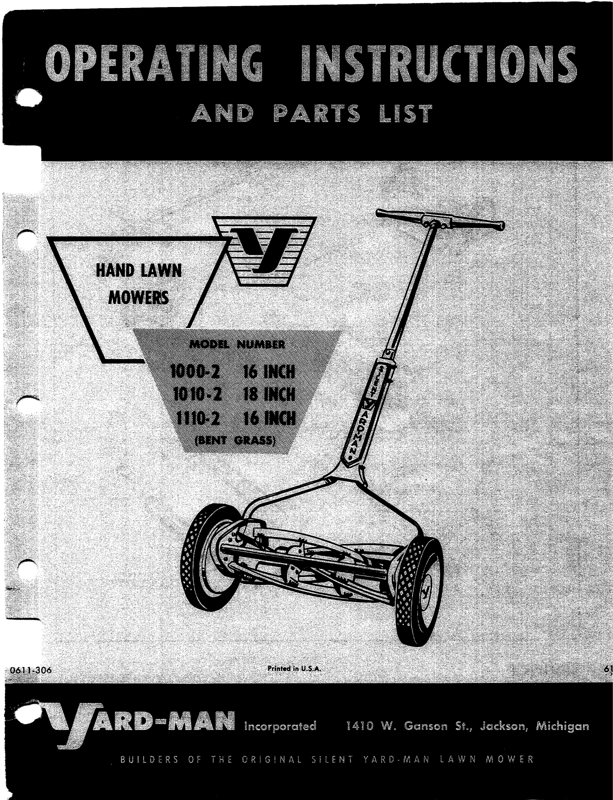 Mtd 1000-2, 1010-2, 1110-2 operators Manual