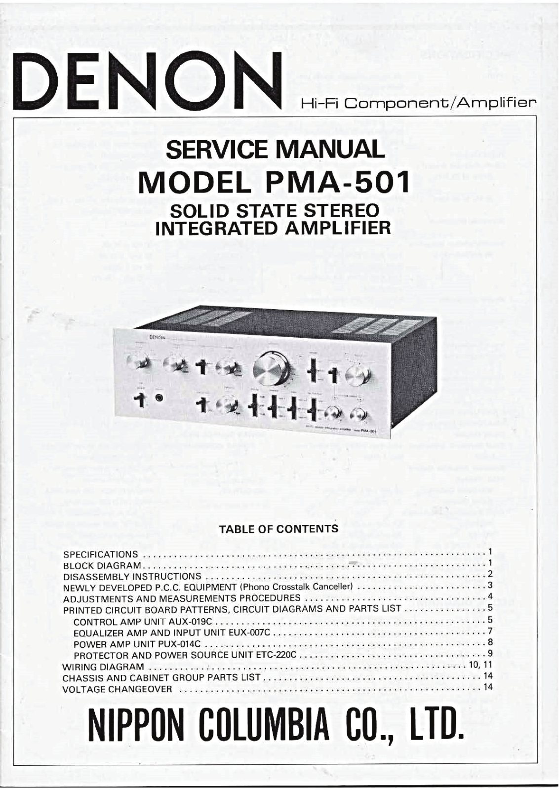 Denon PMA-501 Service Manual
