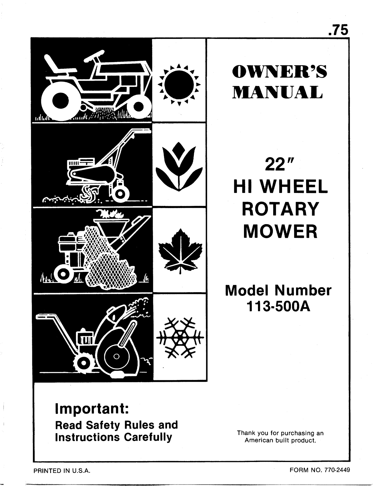 Bolens 113-500A User Manual