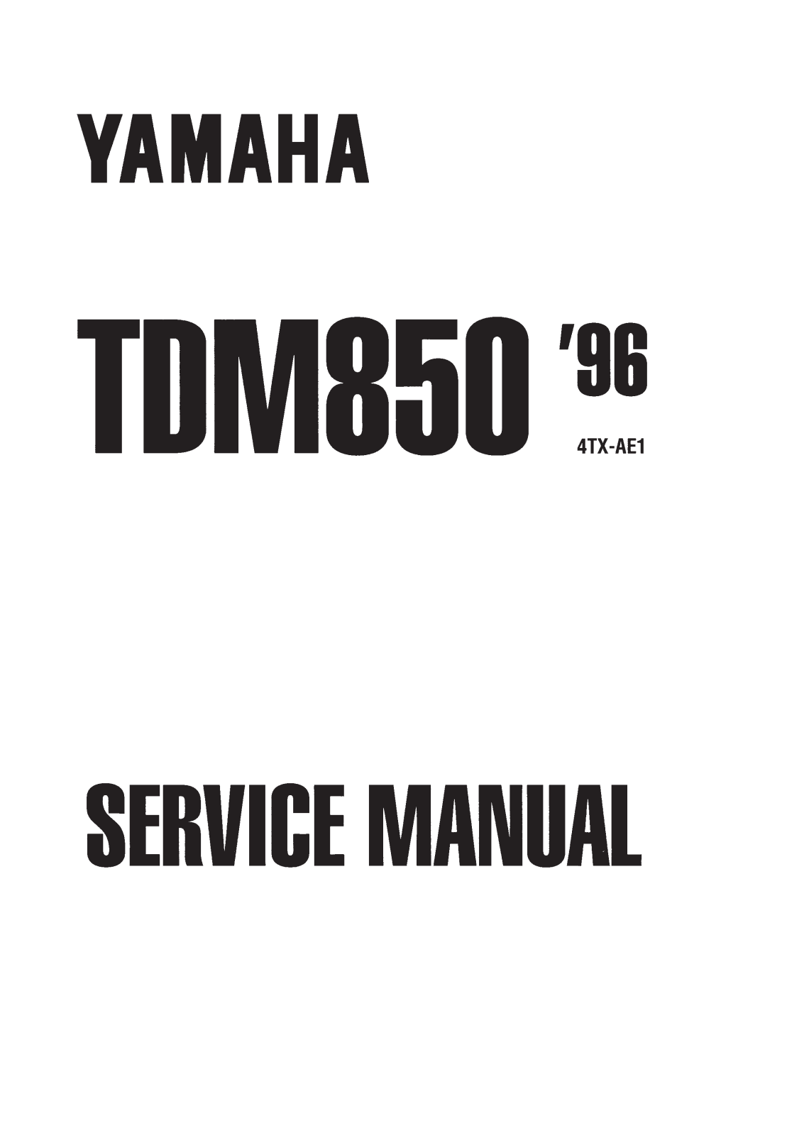 Yamaha TDM850 1996, TDM850 '96, TDM850 96-99 Service Manual