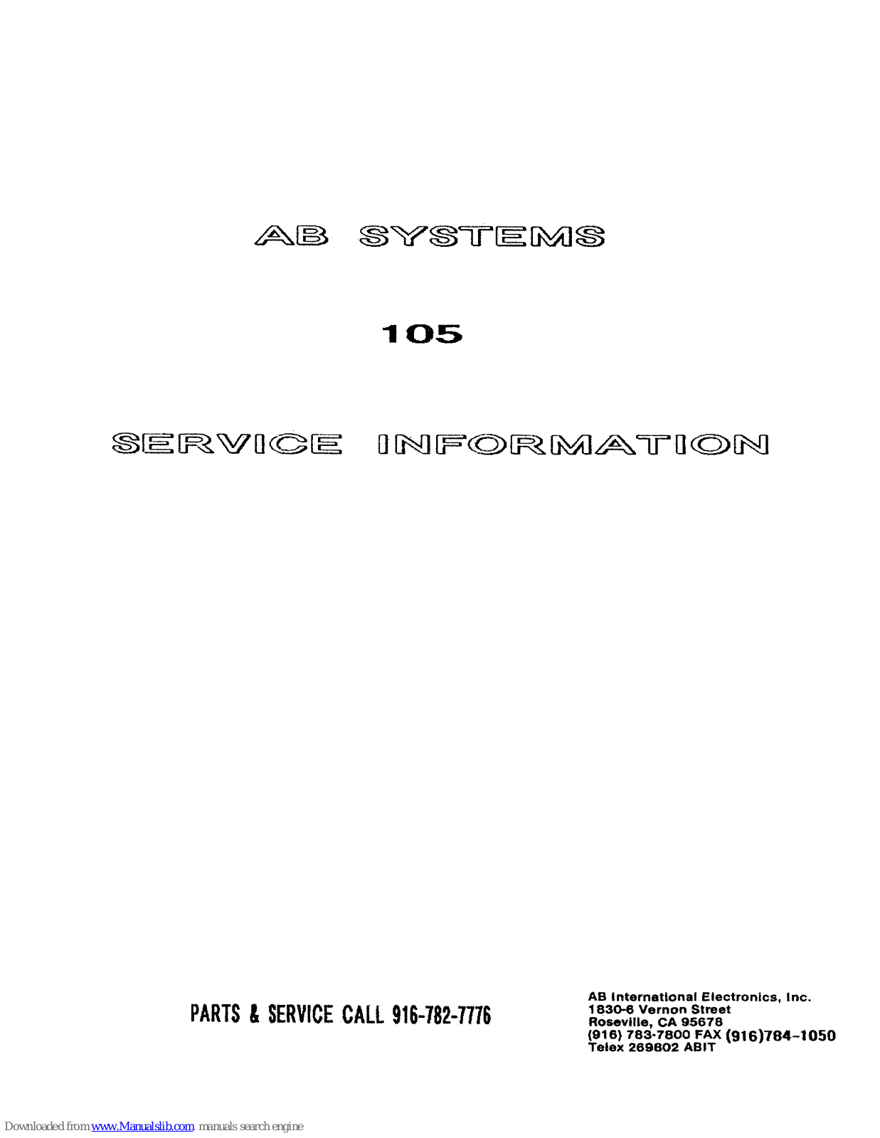 AB Amps 105 Service Information