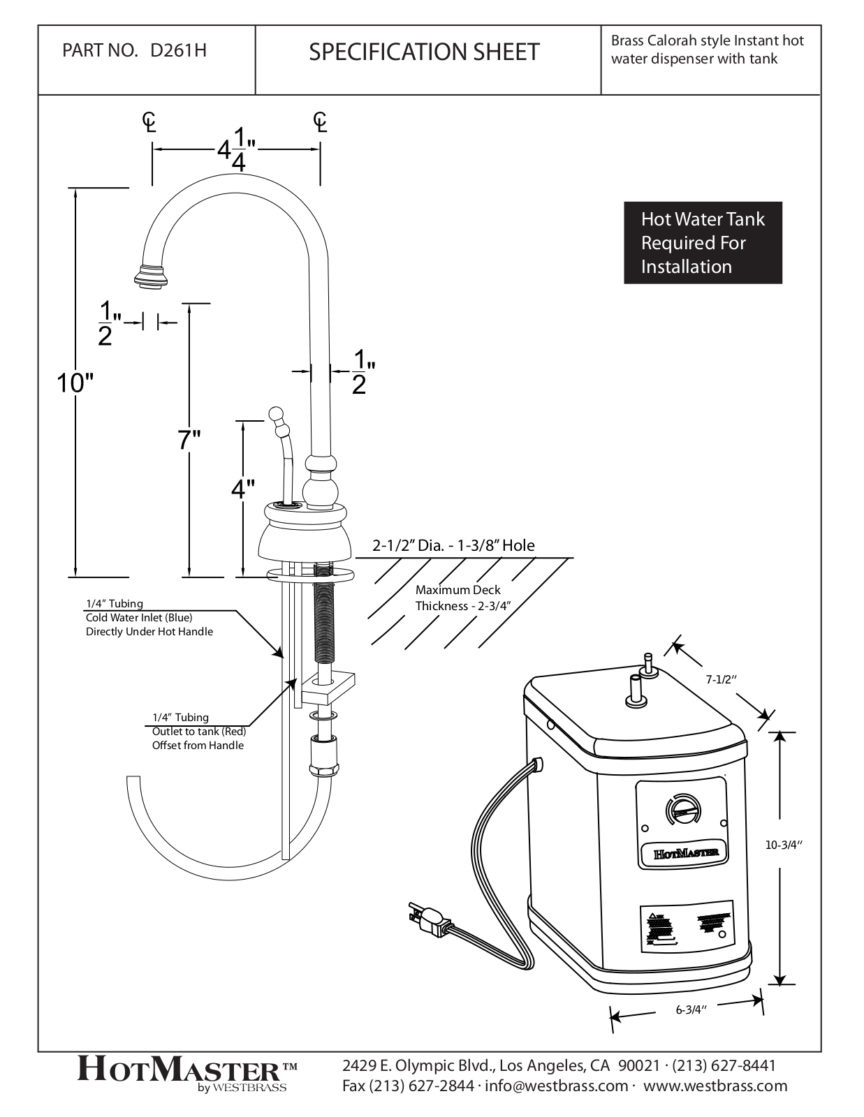 Westbrass WTB1241 Specifications - ManualMachine.com