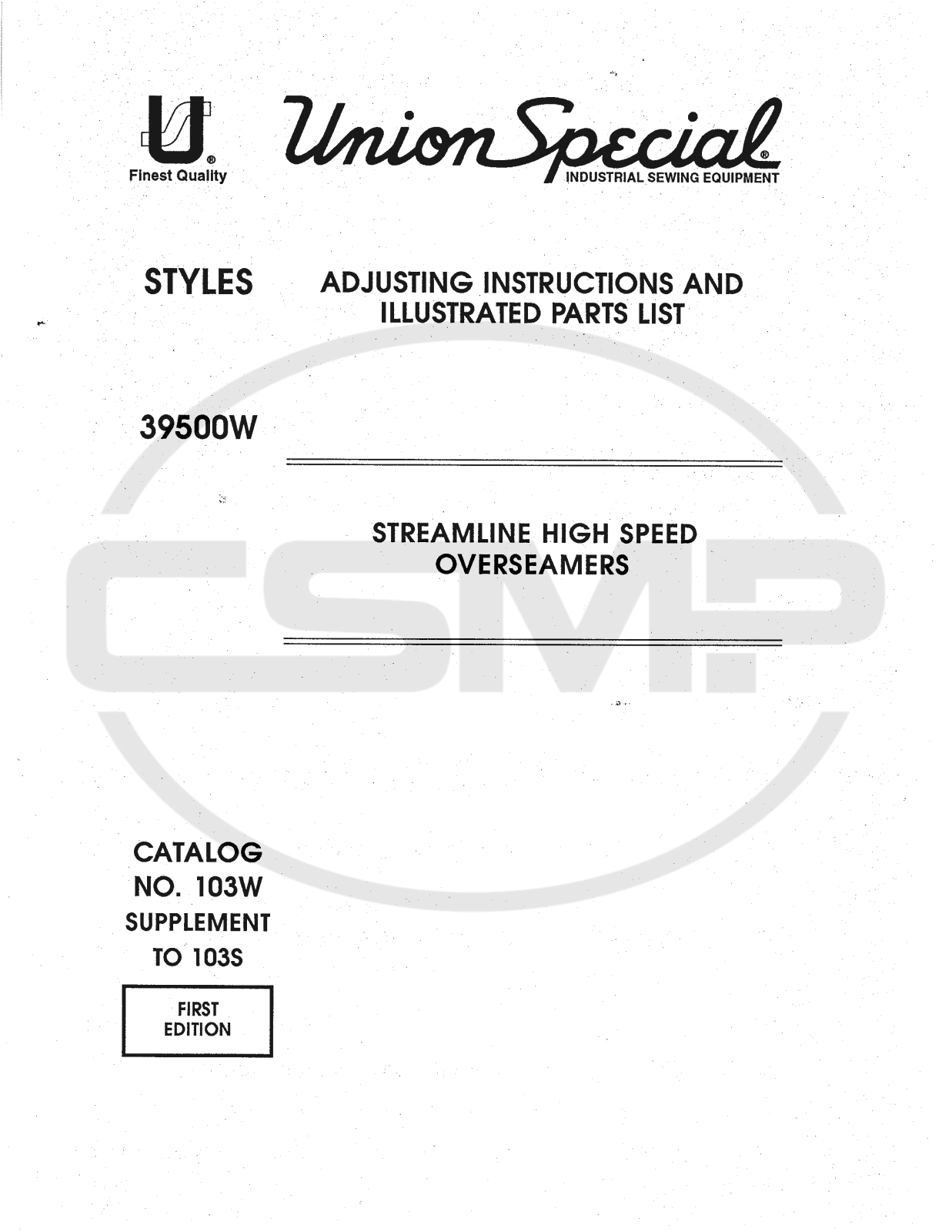 Union Special 103W Parts Book