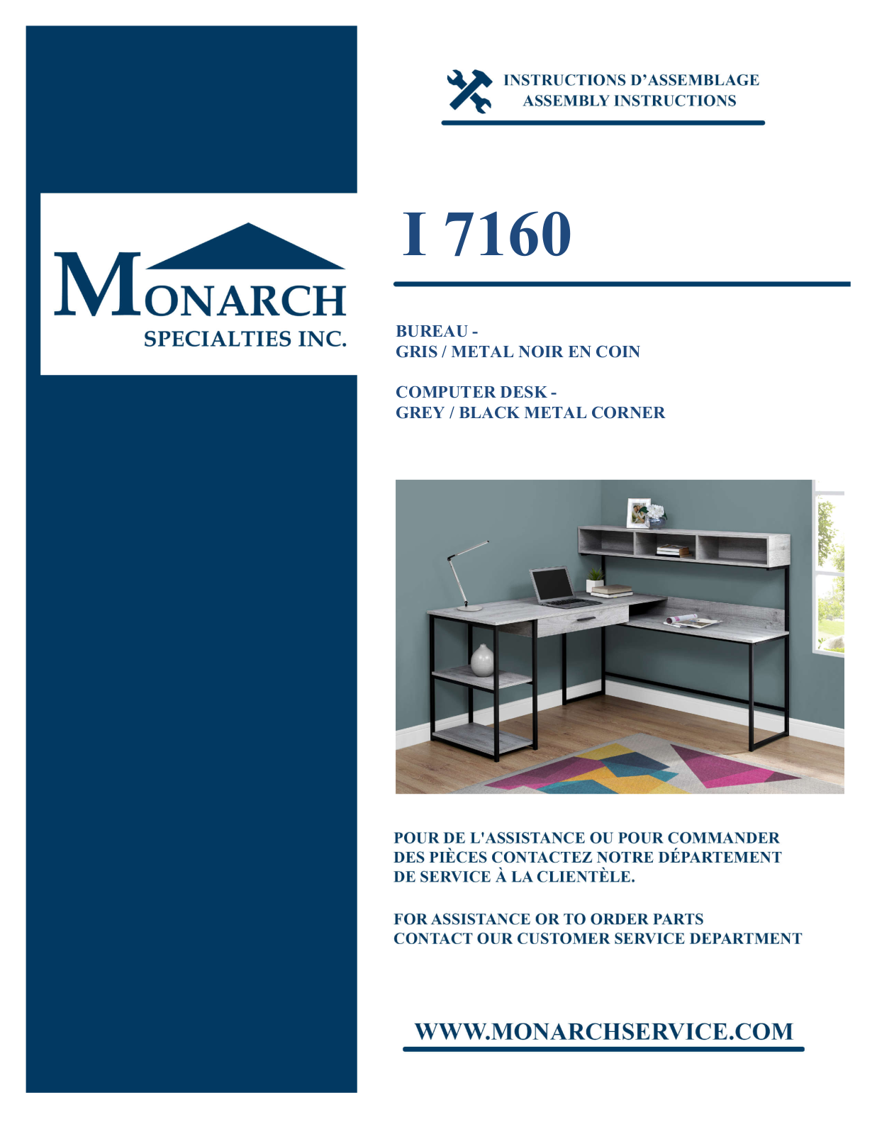 Monarch I716062COMPUTERDESK Assembly Guide