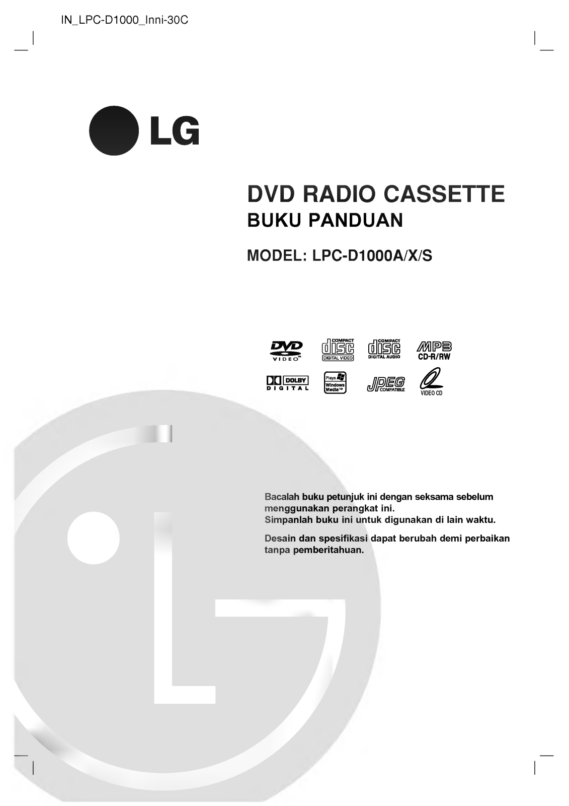 LG LPC-D1000A Manual book