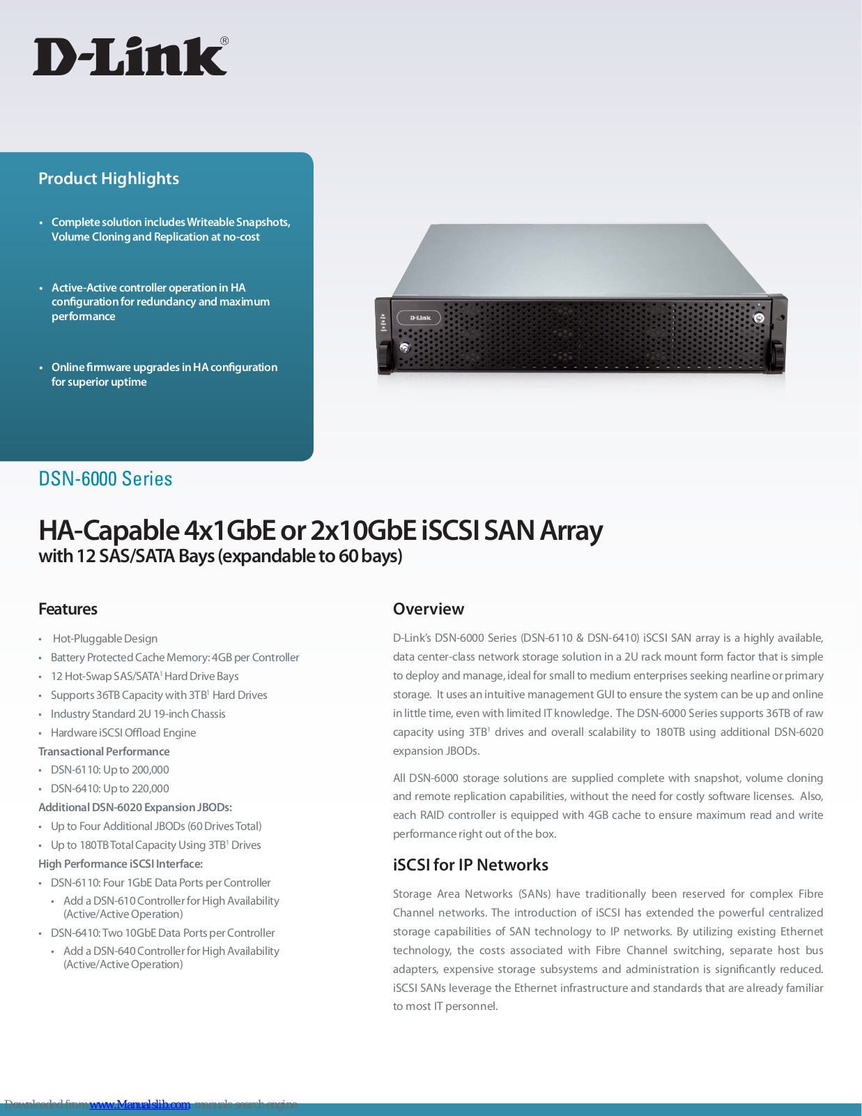 D-Link DSN-6020, DSN-610, DSN-6110, DSN-640, DSN-6410 Brochure & Specs