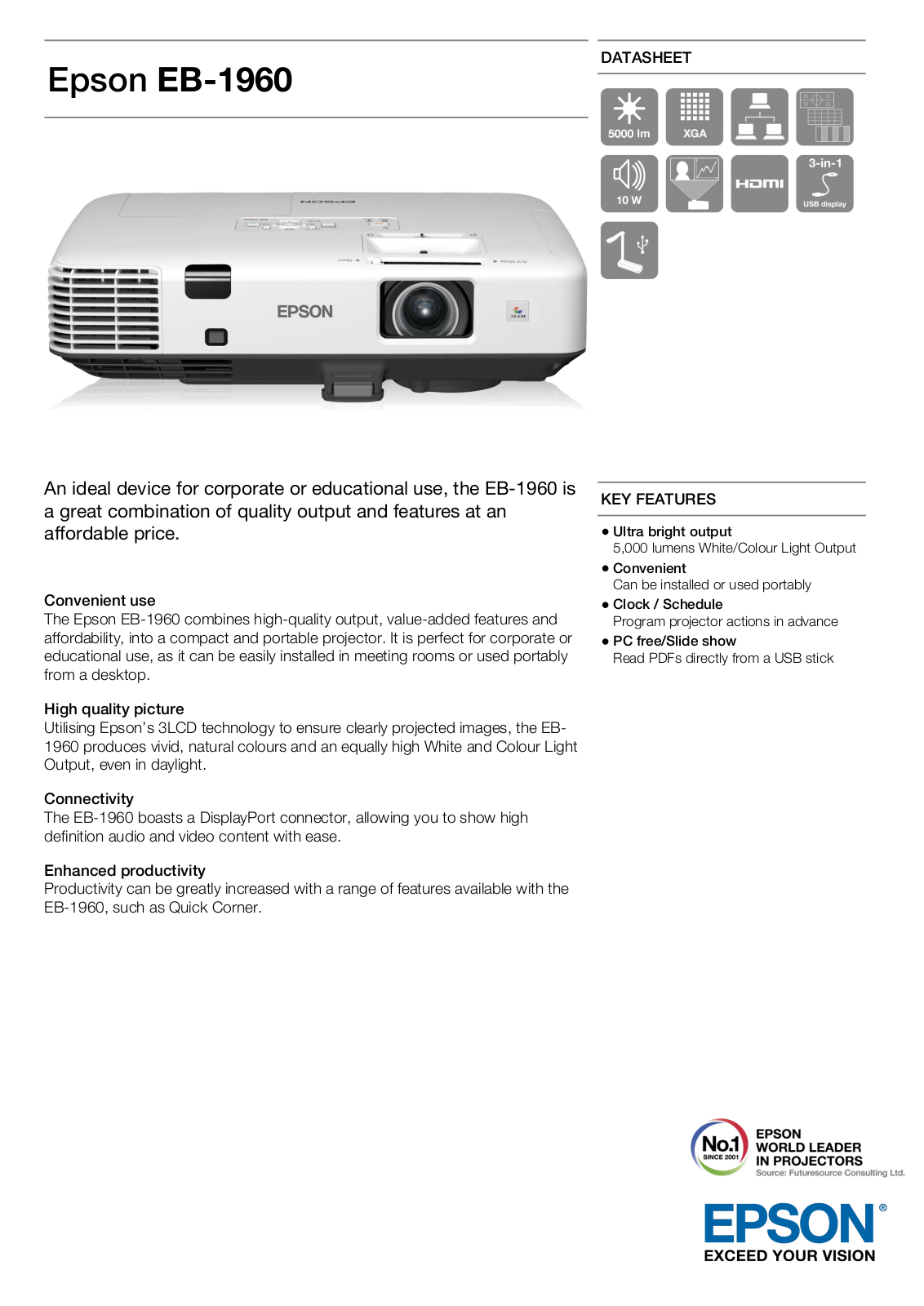 Epson EB-1960 Product Sheet