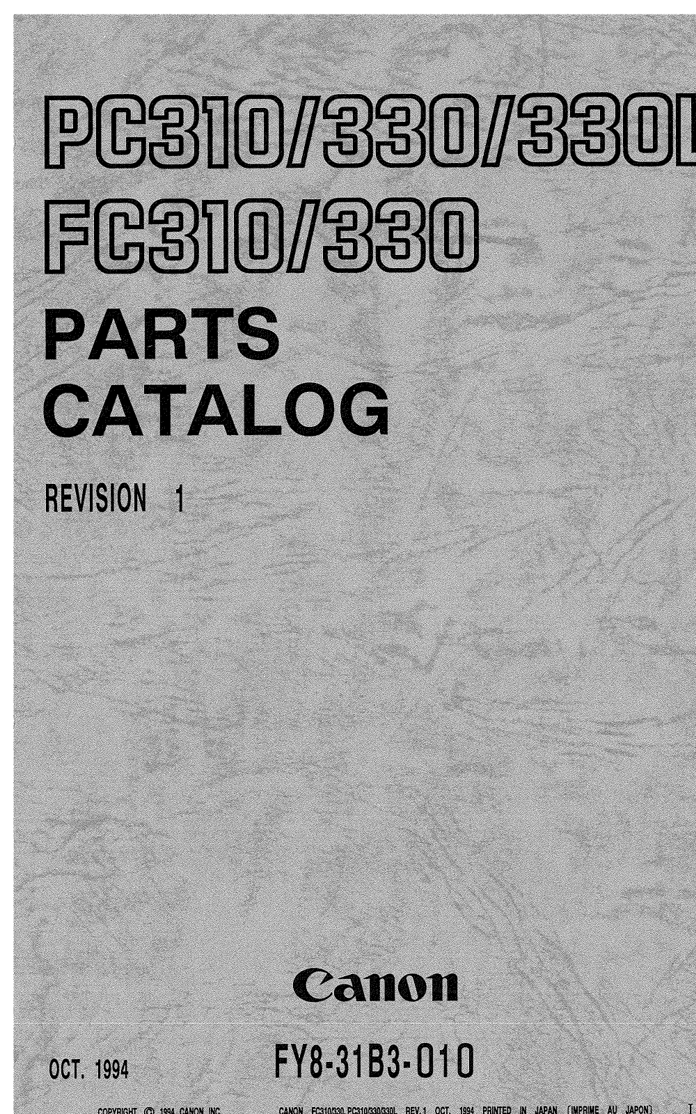 Canon FC-330 Parts Catalog