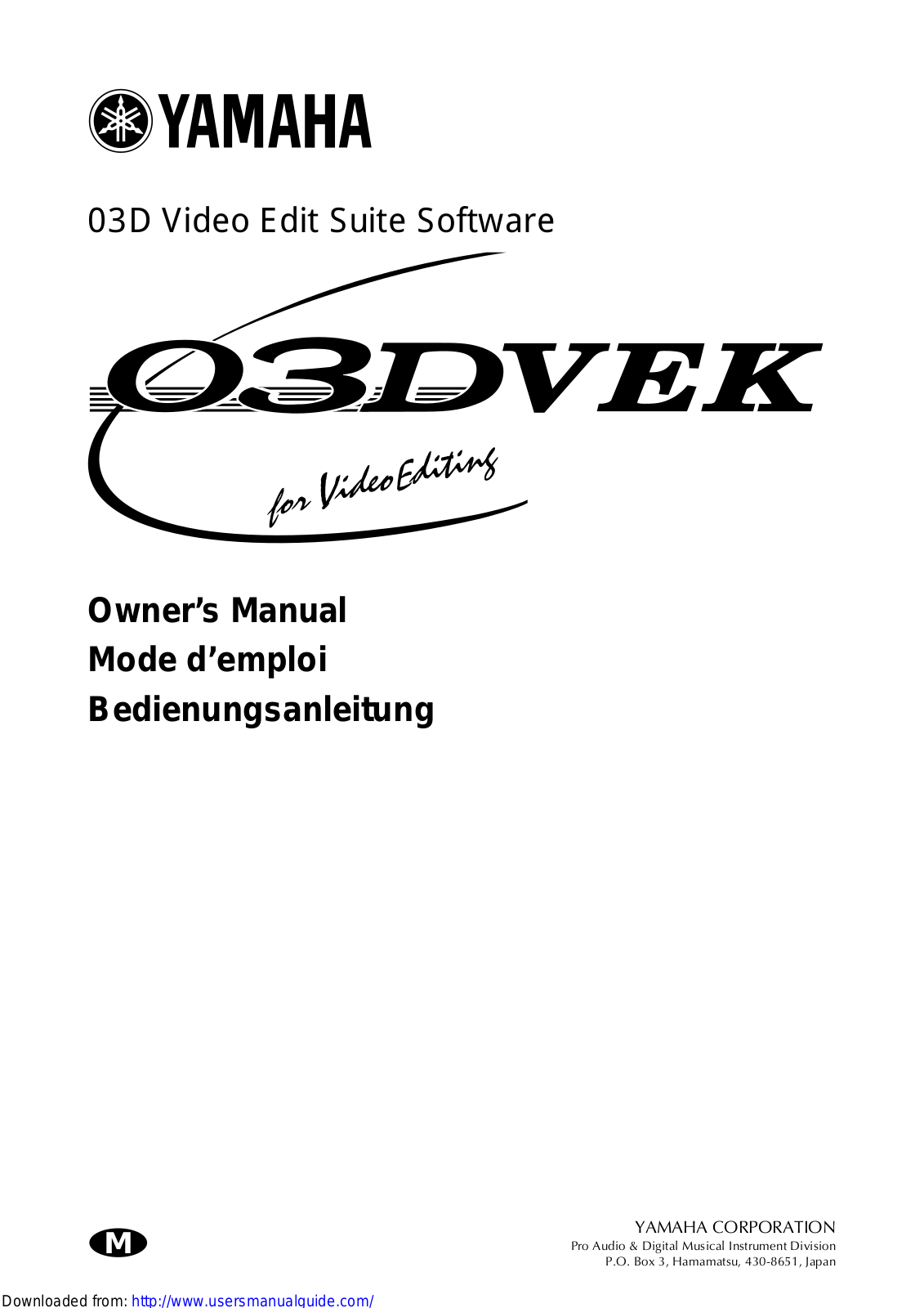 Yamaha Audio 03DVEK User Manual