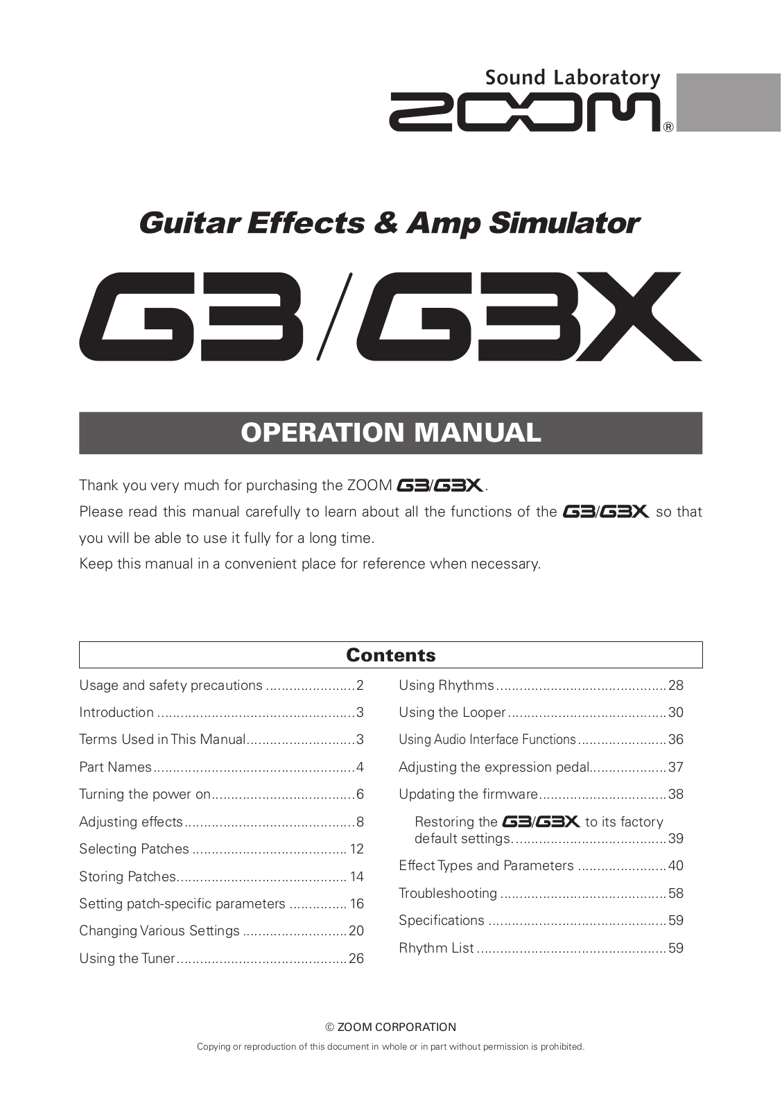 Zoom G3 User Manual