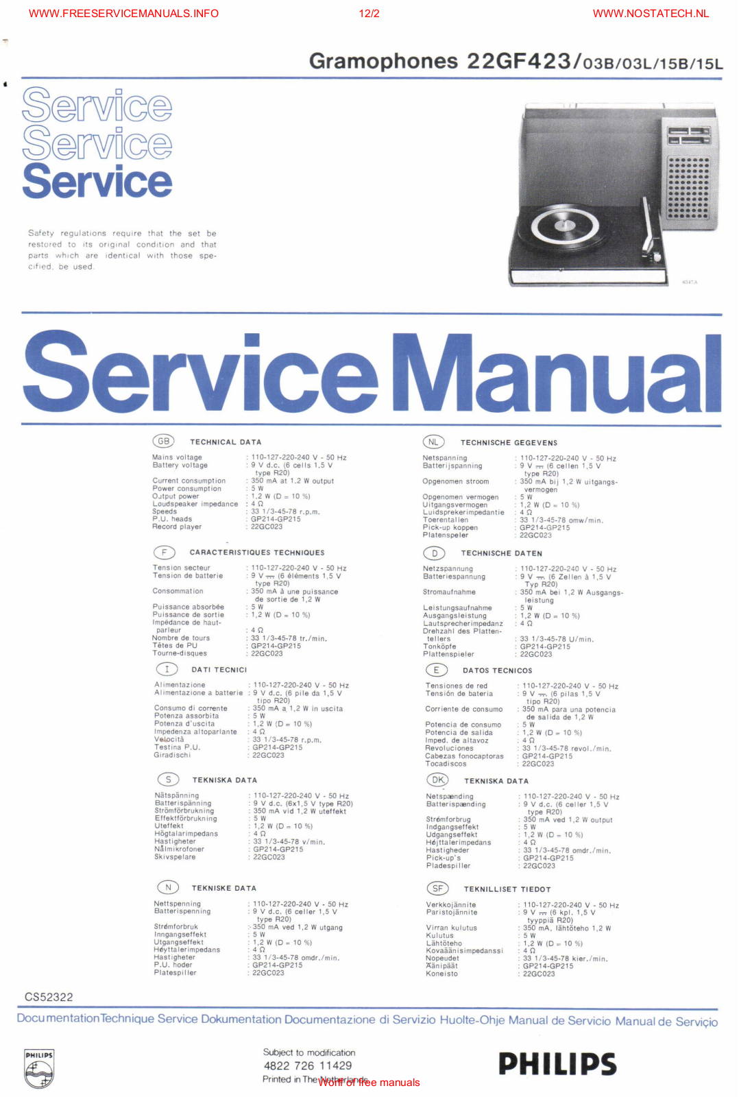 Philips _22gf423 Datasheet - ManualMachine.com