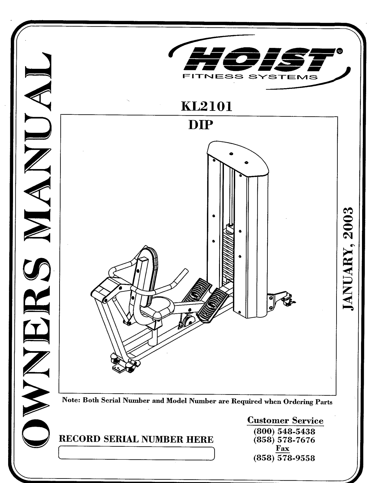 Hoist Fitness KL2101 User Manual