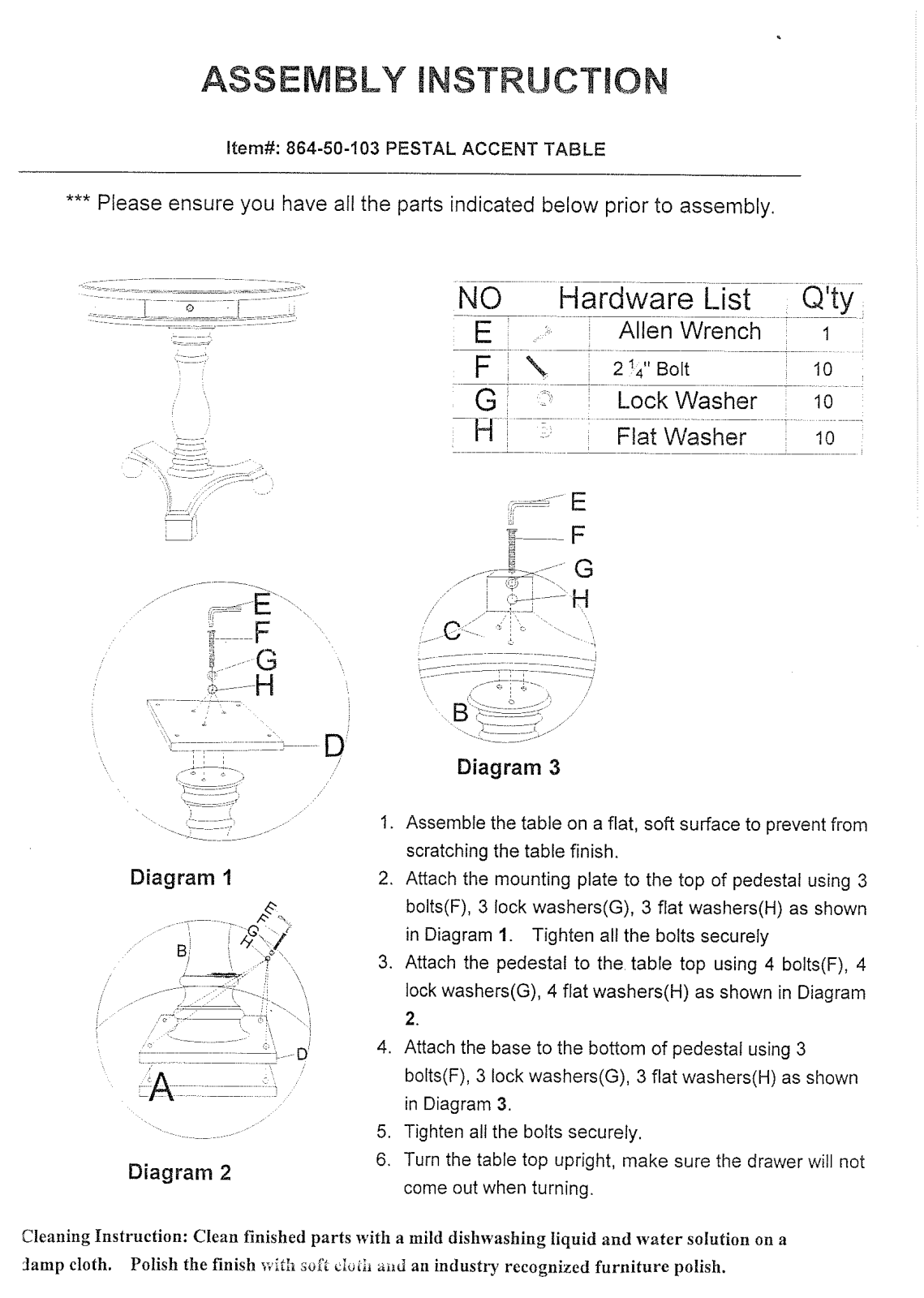 Hooker Furniture 86450103 Assembly Guide